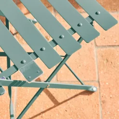 Set mesa de jardín bistró plegable de acero con 2 sillas, ø60cm