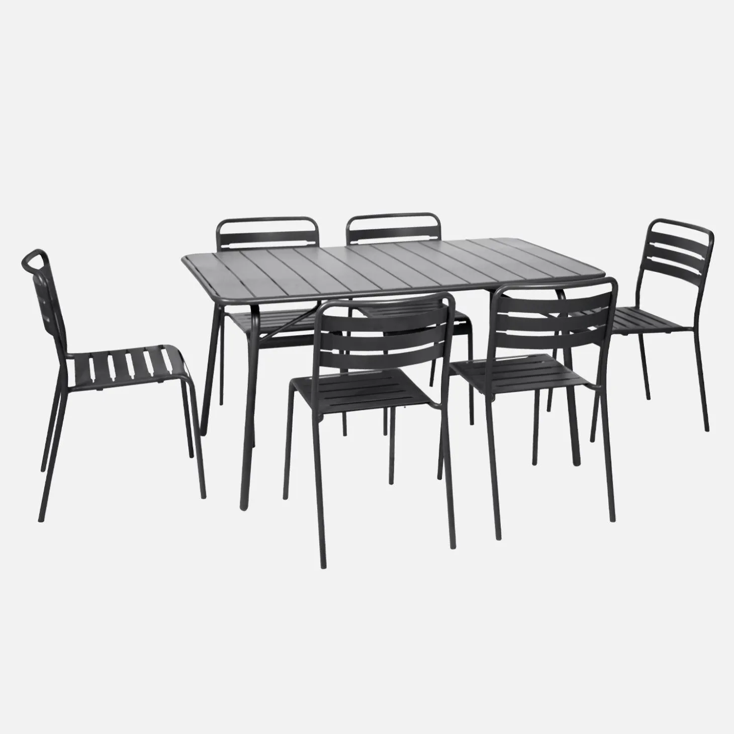 Set mesa de jardín bistró plegable de acero con 6 sillas, 140cm