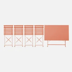 Set mesa de jardín bistró plegable de acero con 4 sillas, 110cm