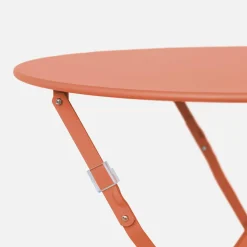 Set mesa de jardín bistró plegable de acero con 2 sillas, ø60cm