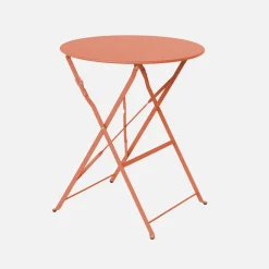 Set mesa de jardín bistró plegable de acero con 2 sillas, ø60cm