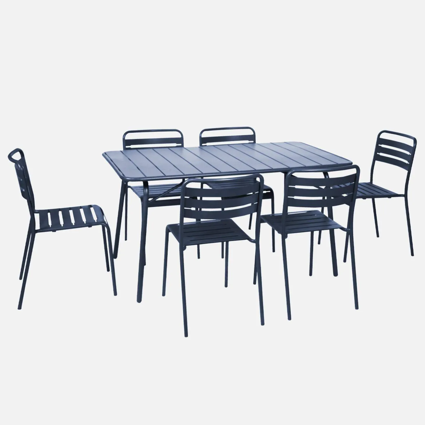 Set mesa de jardín bistró plegable de acero con 6 sillas, 140cm