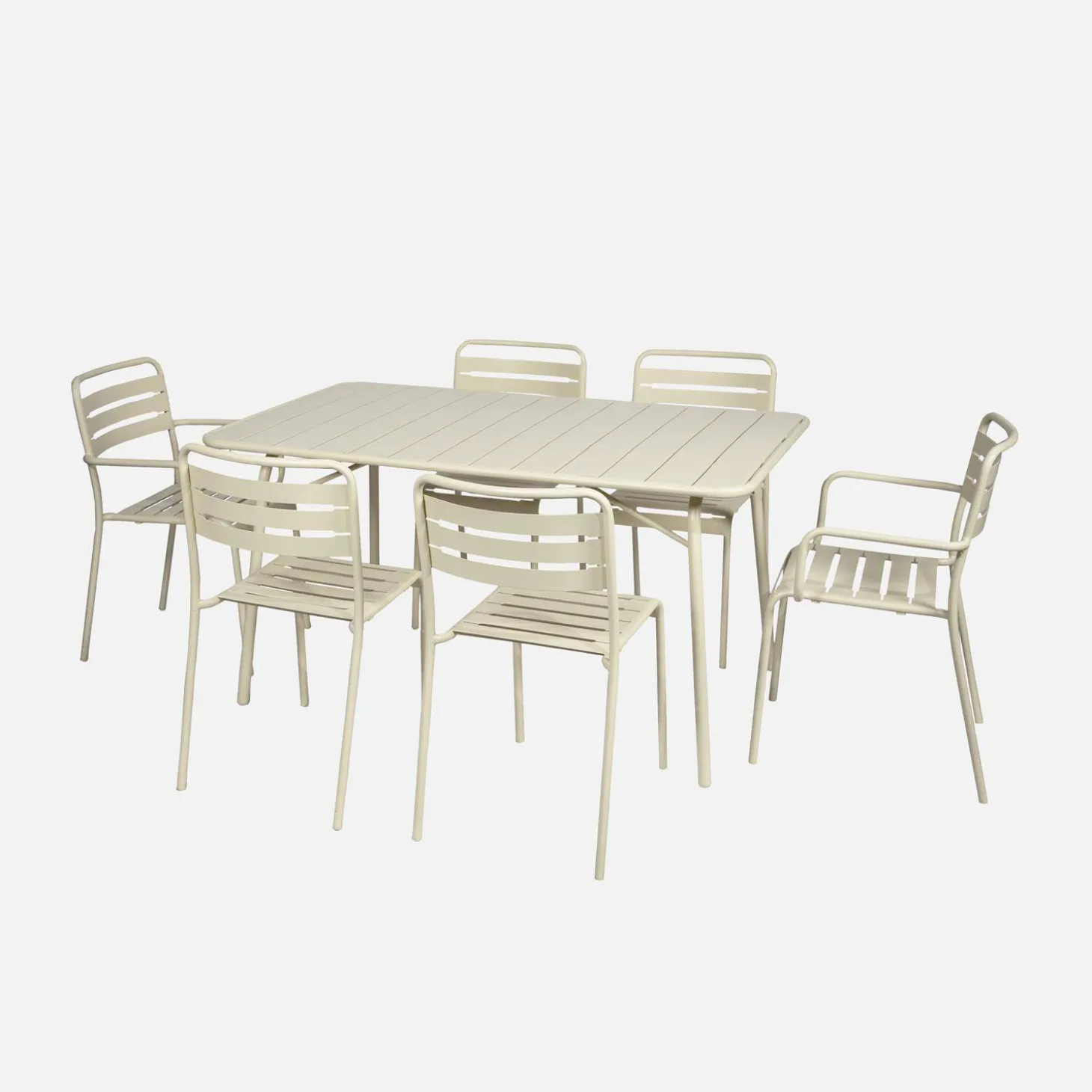 Set mesa de jardín bistró plegable de acero con 2 sillones y 4 sillas, 140cm