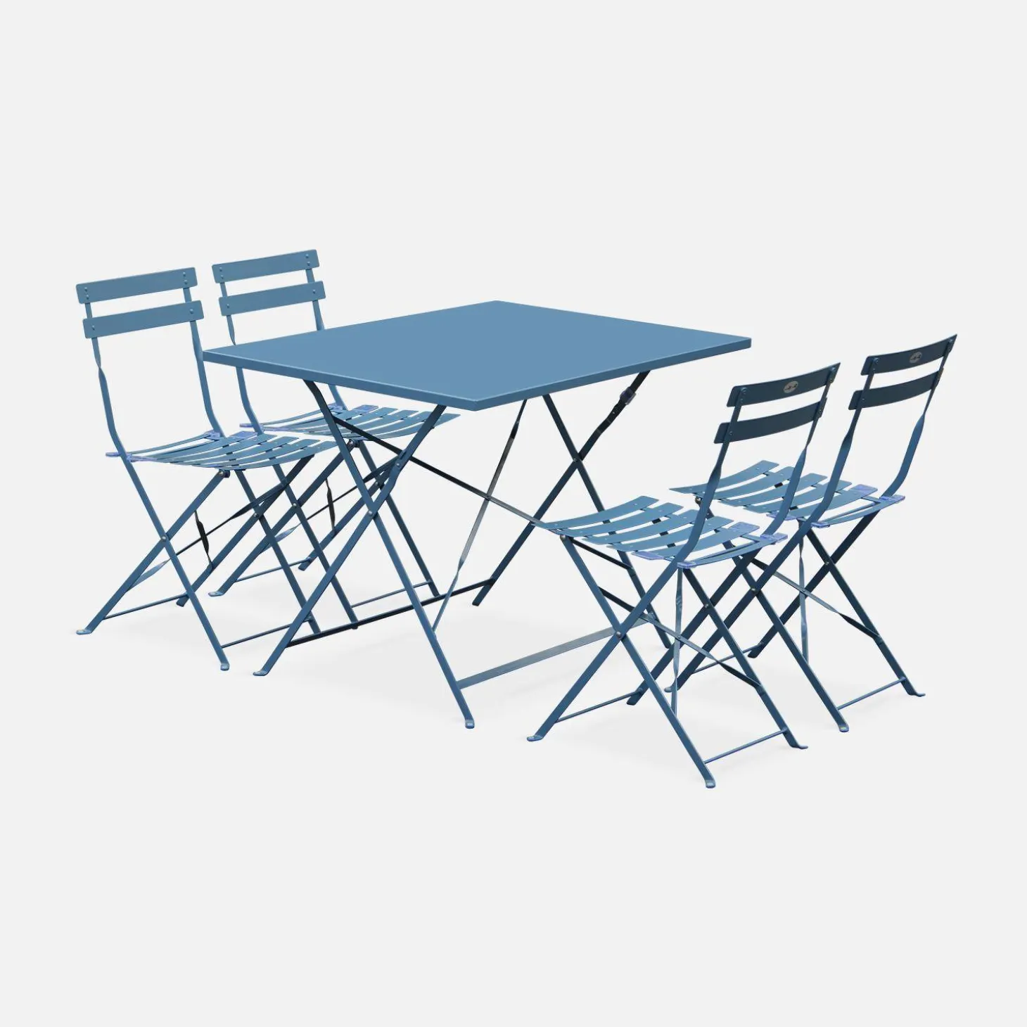 Set mesa de jardín bistró plegable de acero con 4 sillas, 110cm
