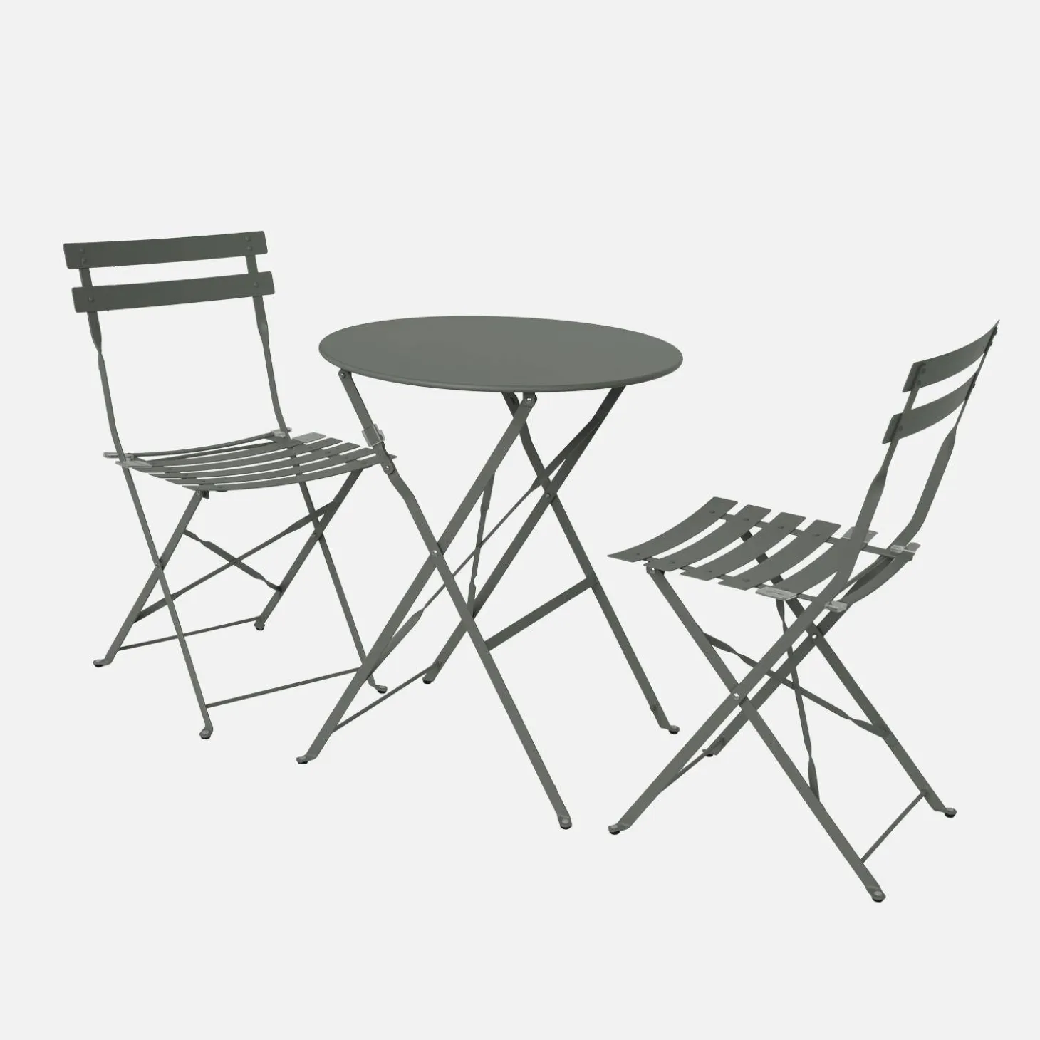 Set mesa de jardín bistró plegable de acero con 2 sillas, ø60cm