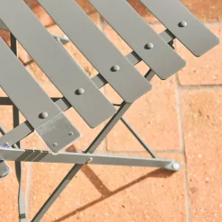 Set mesa de jardín bistró plegable de acero con 2 sillas, ø60cm