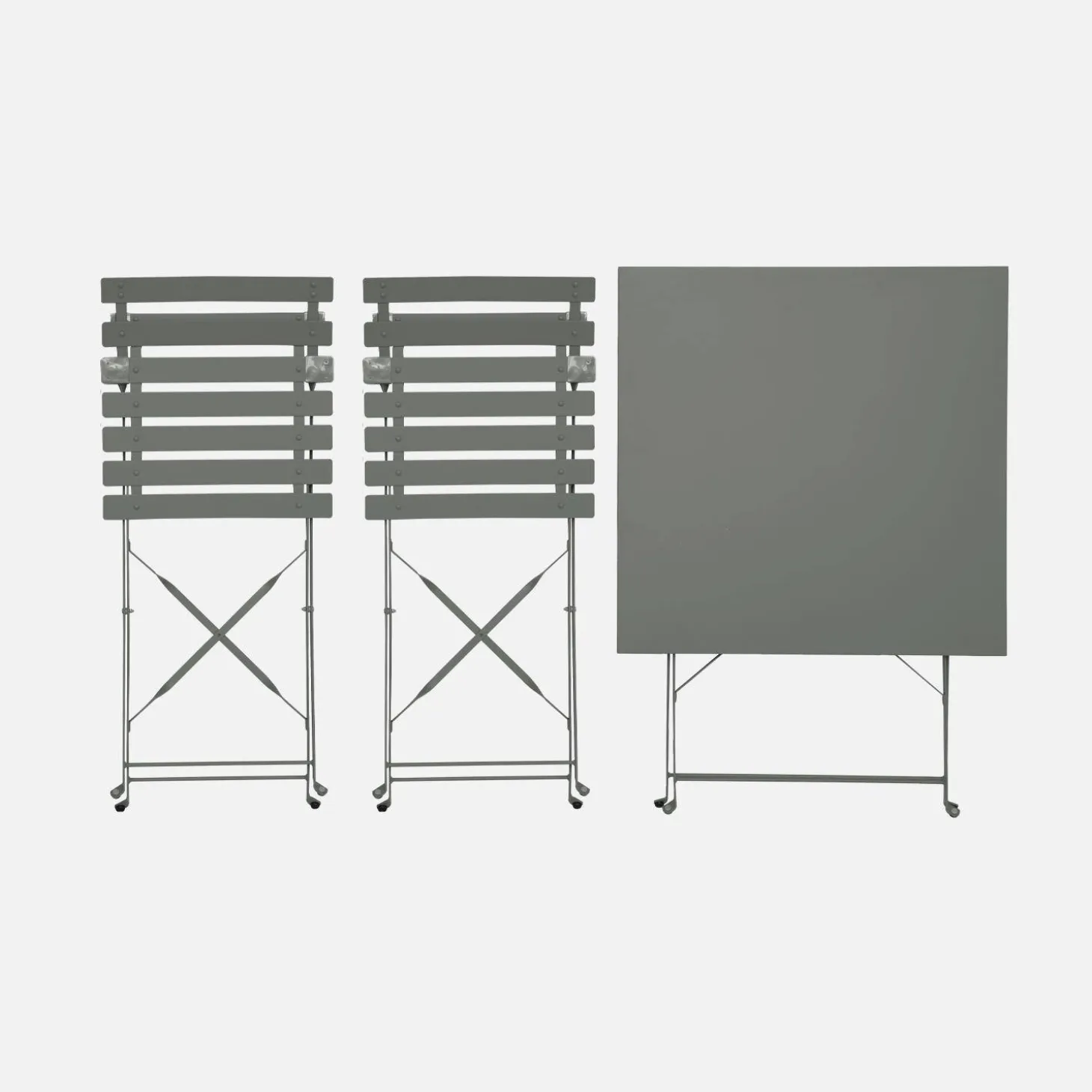 Set mesa de jardín bistró plegable de acero con 2 sillas, 70cm