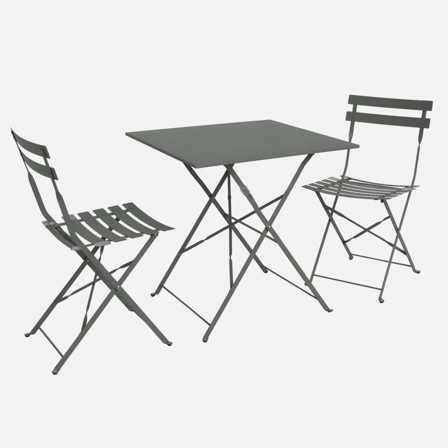 Set mesa de jardín bistró plegable de acero con 2 sillas, 70cm