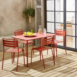 Set mesa de jardín de metal 120cm con 4 sillas