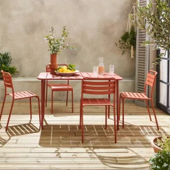 Set mesa de jardín de metal 120cm con 4 sillas