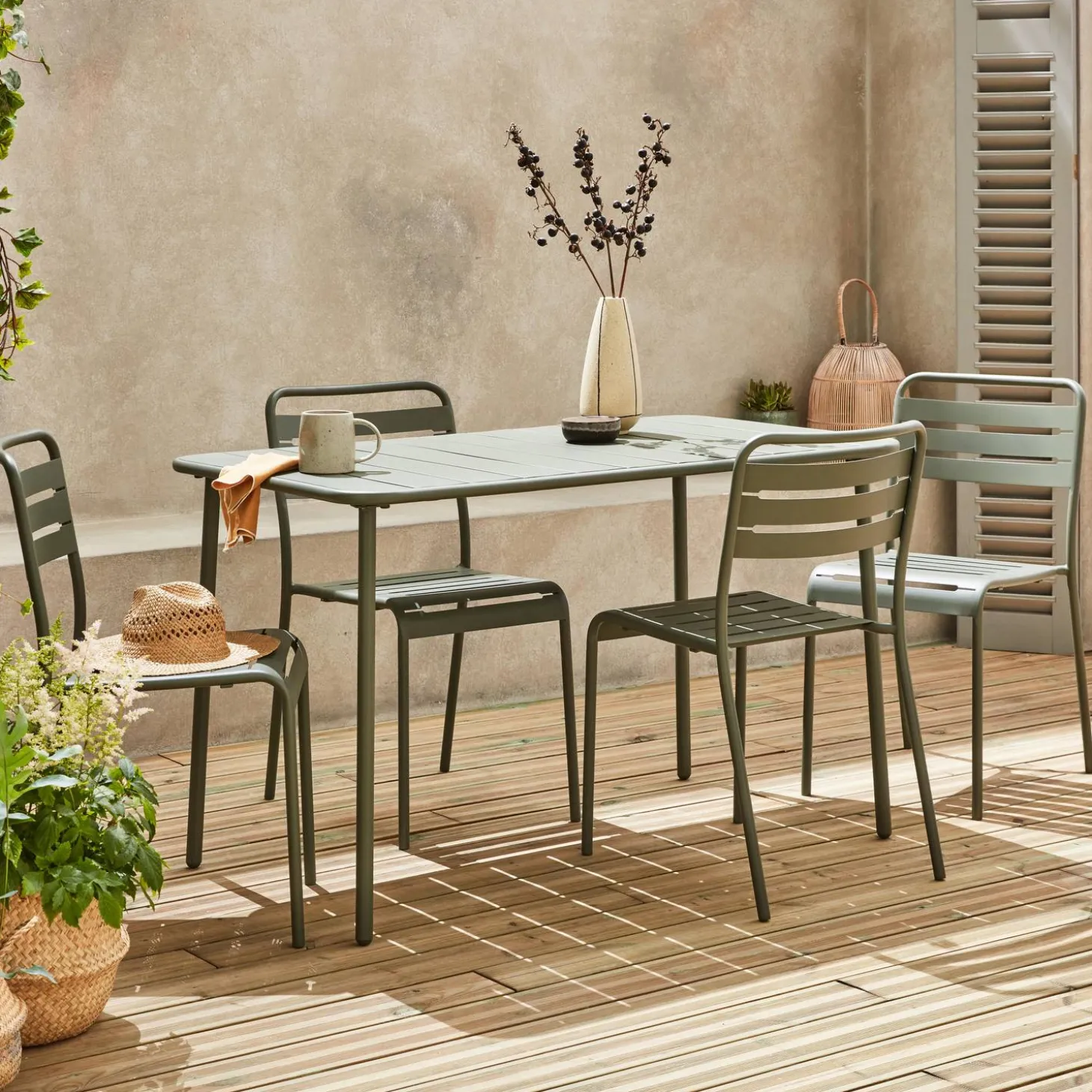 Set mesa de jardín de metal 120cm con 4 sillas