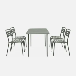 Set mesa de jardín de metal 120cm con 4 sillas