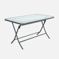 Set mesa de jardín plegable de textileno y acero con 4 sillas