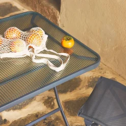 Set mesa de jardín plegable de textileno y acero con 4 sillas