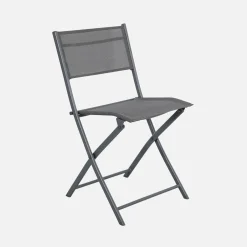 Set mesa de jardín plegable de textileno y acero con 4 sillas