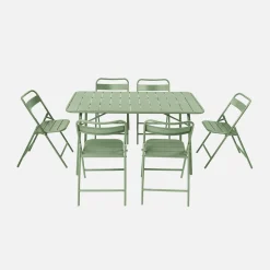 Set mesa de jardín plegable de metal con 6 asientos