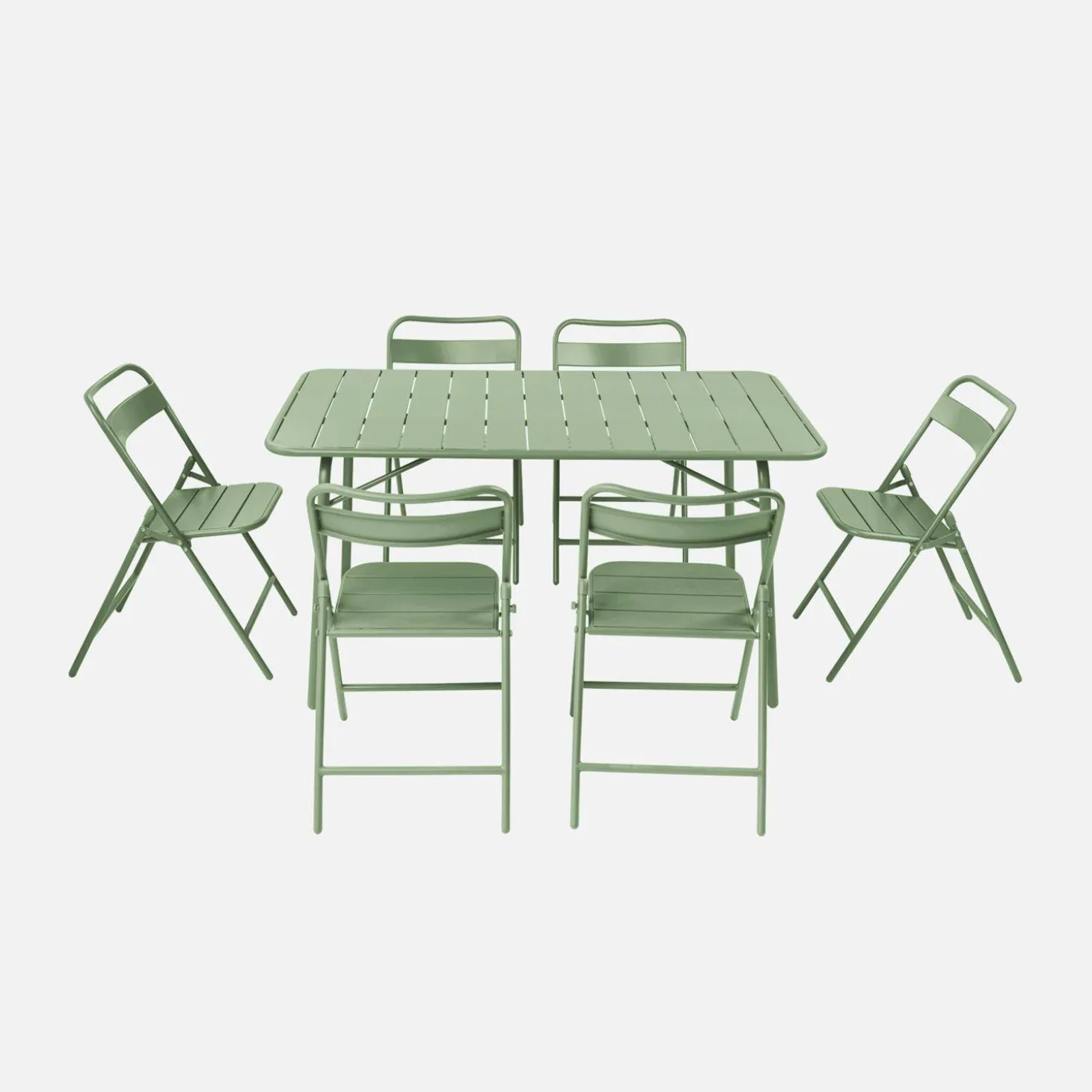 Set mesa de jardín plegable de metal con 6 asientos