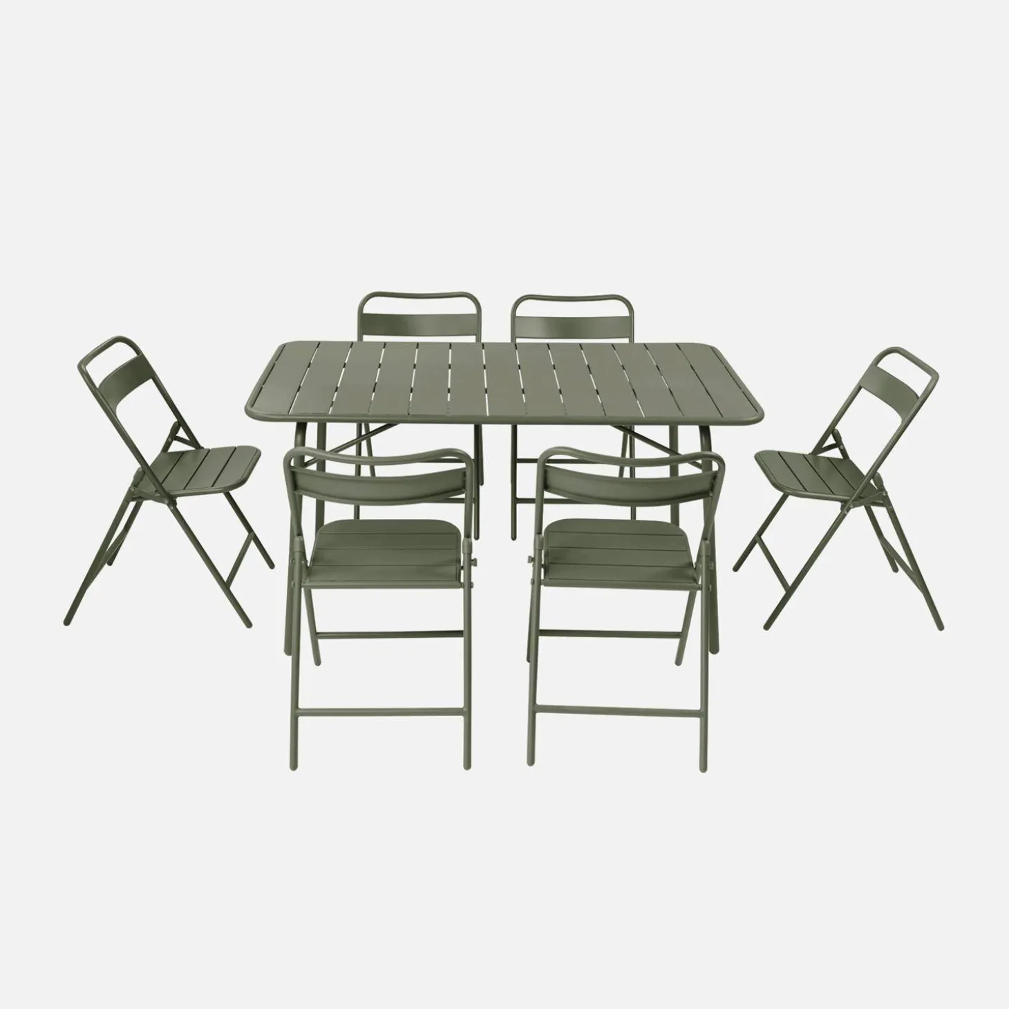 Set mesa de jardín plegable de metal con 6 asientos
