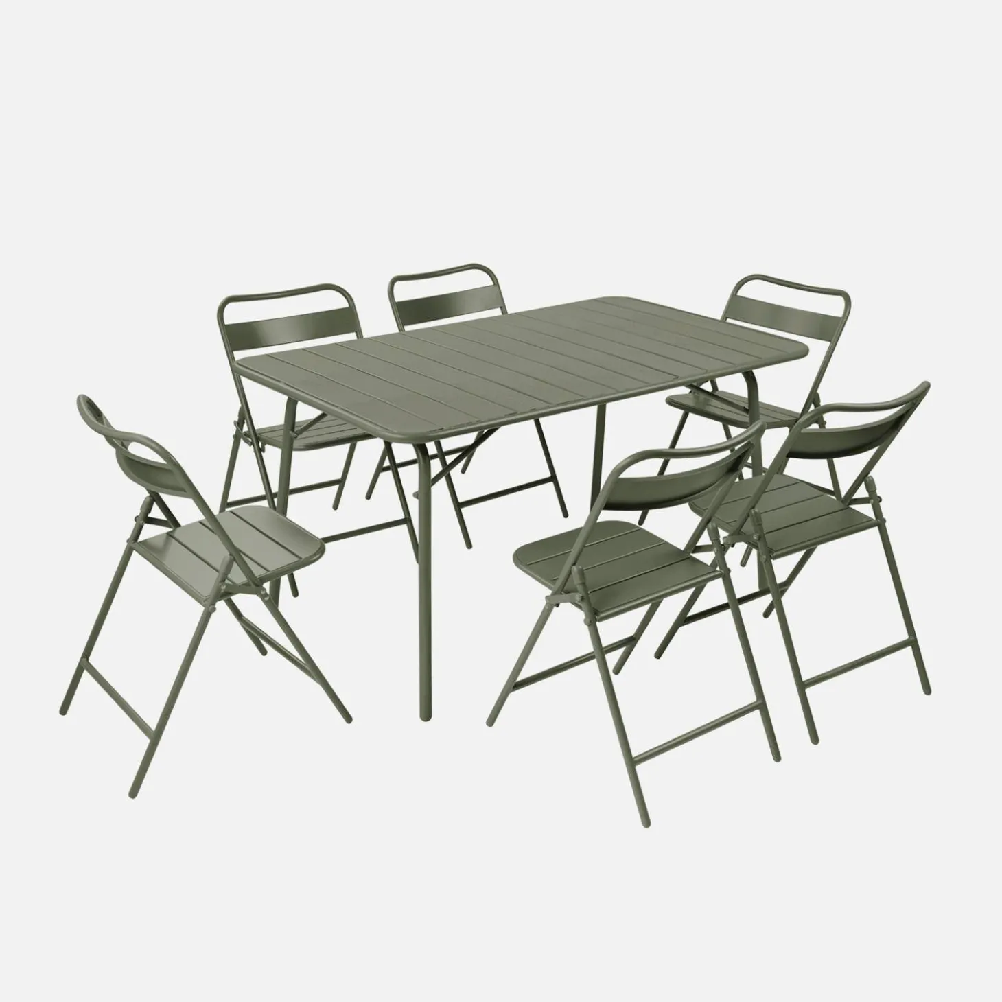 Set mesa de jardín plegable de metal con 6 asientos