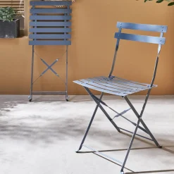 Set sillas de jardín plegables de metal, 2 asientos