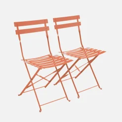 Set sillas de jardín plegables de metal, 2 asientos