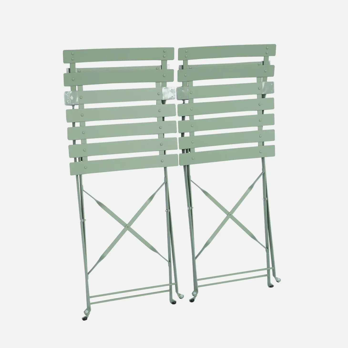 Set sillas de jardín plegables de metal, 2 asientos