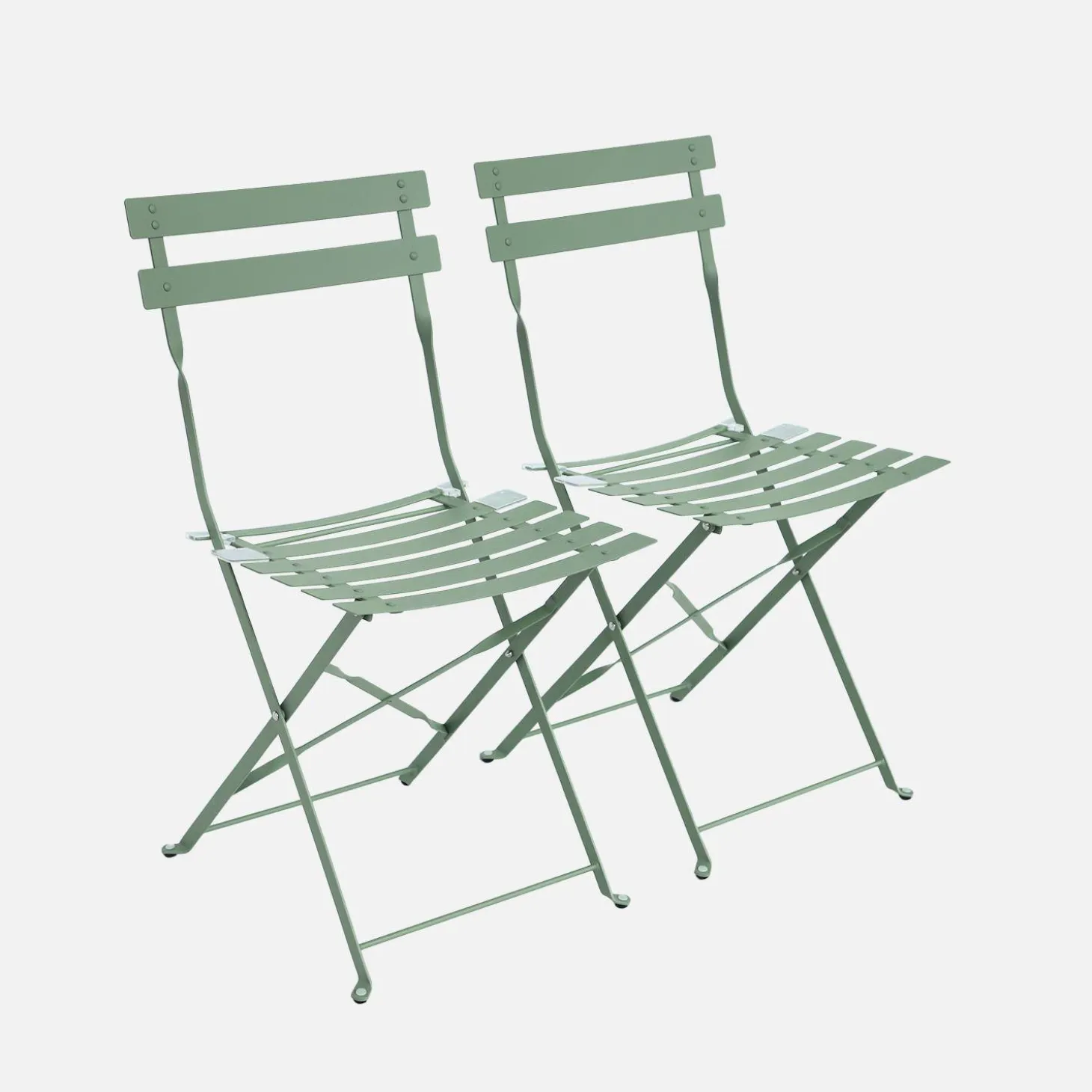 Set sillas de jardín plegables de metal, 2 asientos