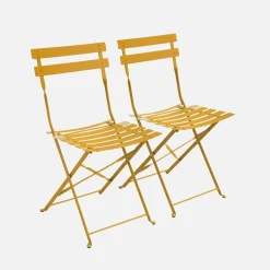 Set sillas de jardín plegables de metal, 2 asientos