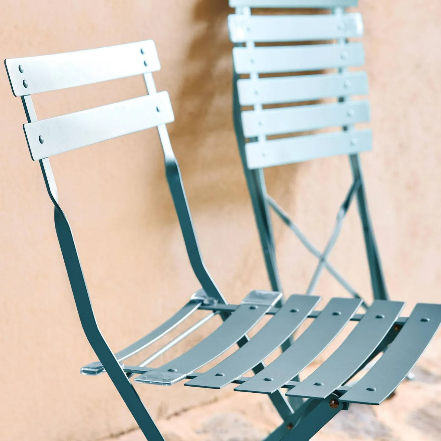 Set sillas de jardín plegables de metal, 2 asientos