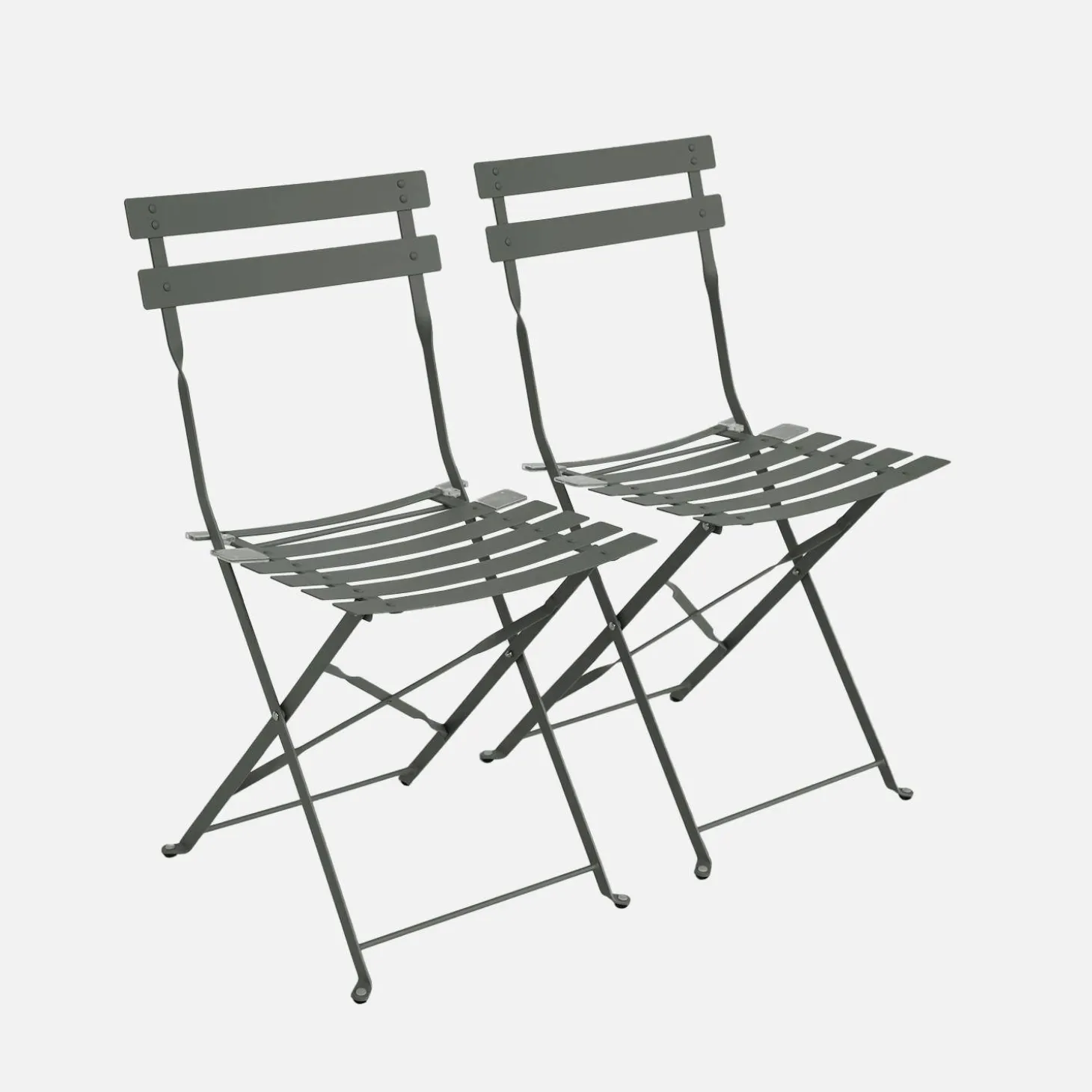 Set sillas de jardín plegables de metal, 2 asientos