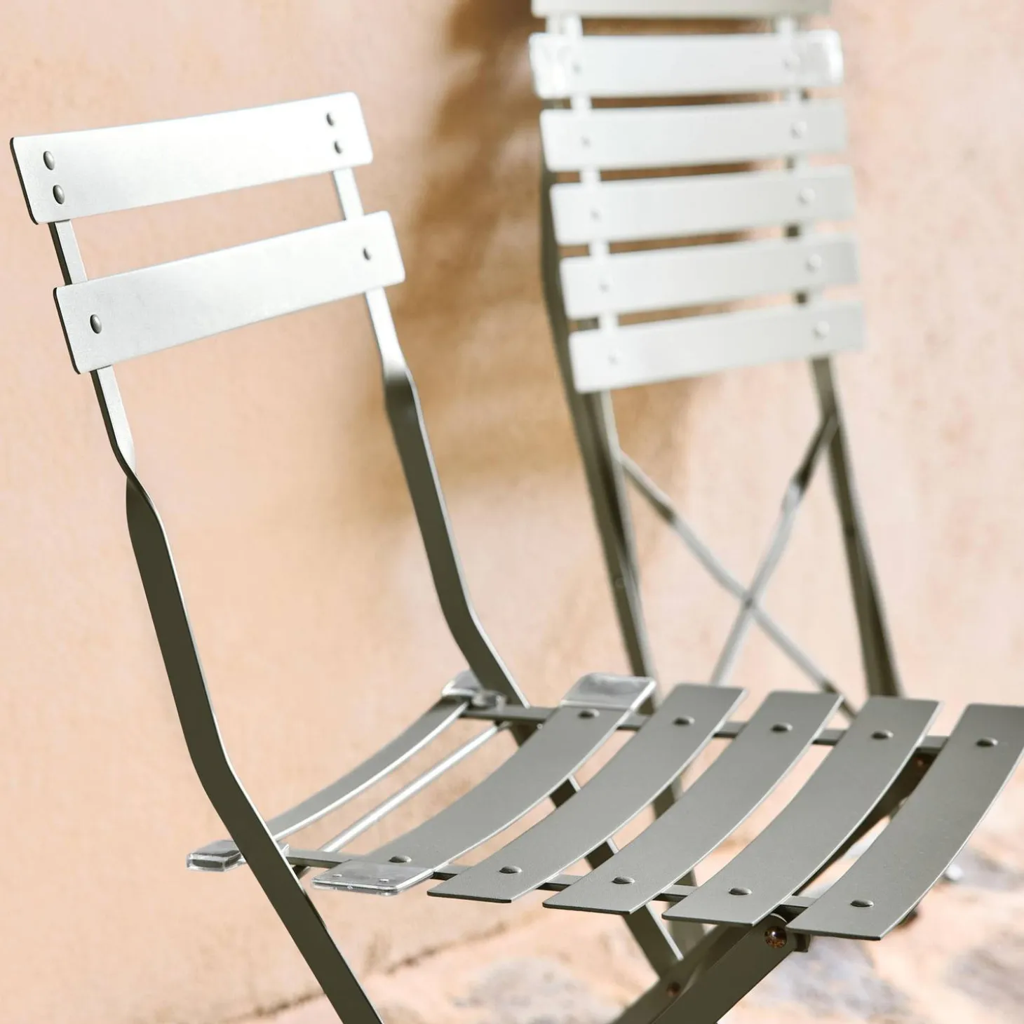 Set sillas de jardín plegables de metal, 2 asientos