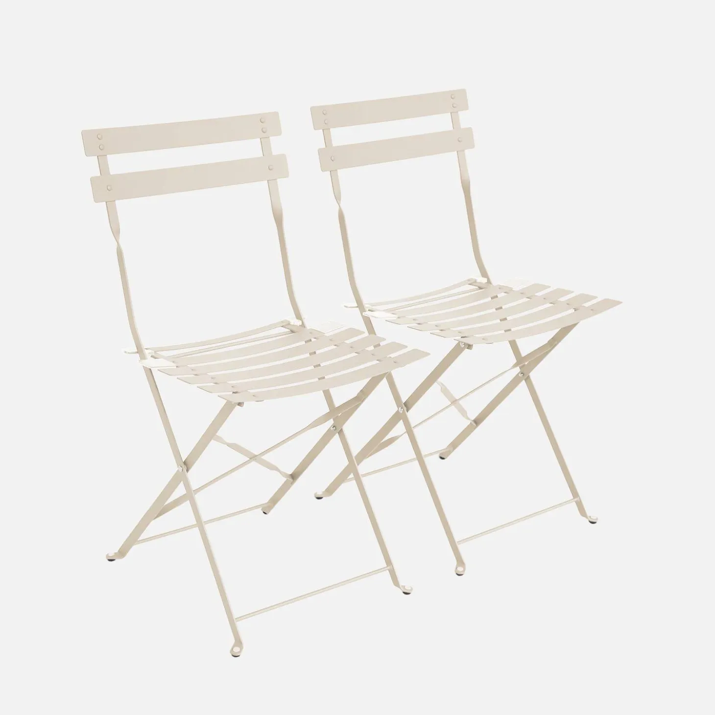 Set sillas de jardín plegables de metal, 2 asientos