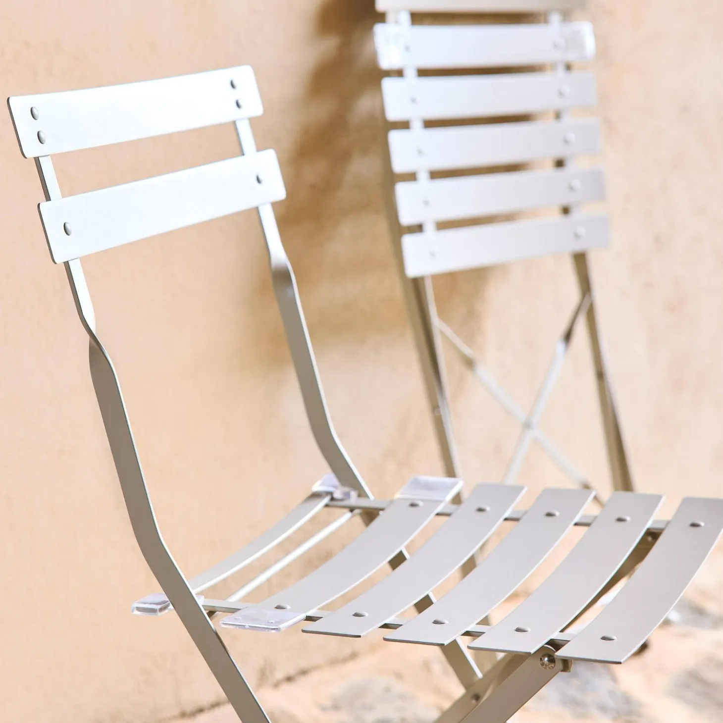 Set sillas de jardín plegables de metal, 2 asientos