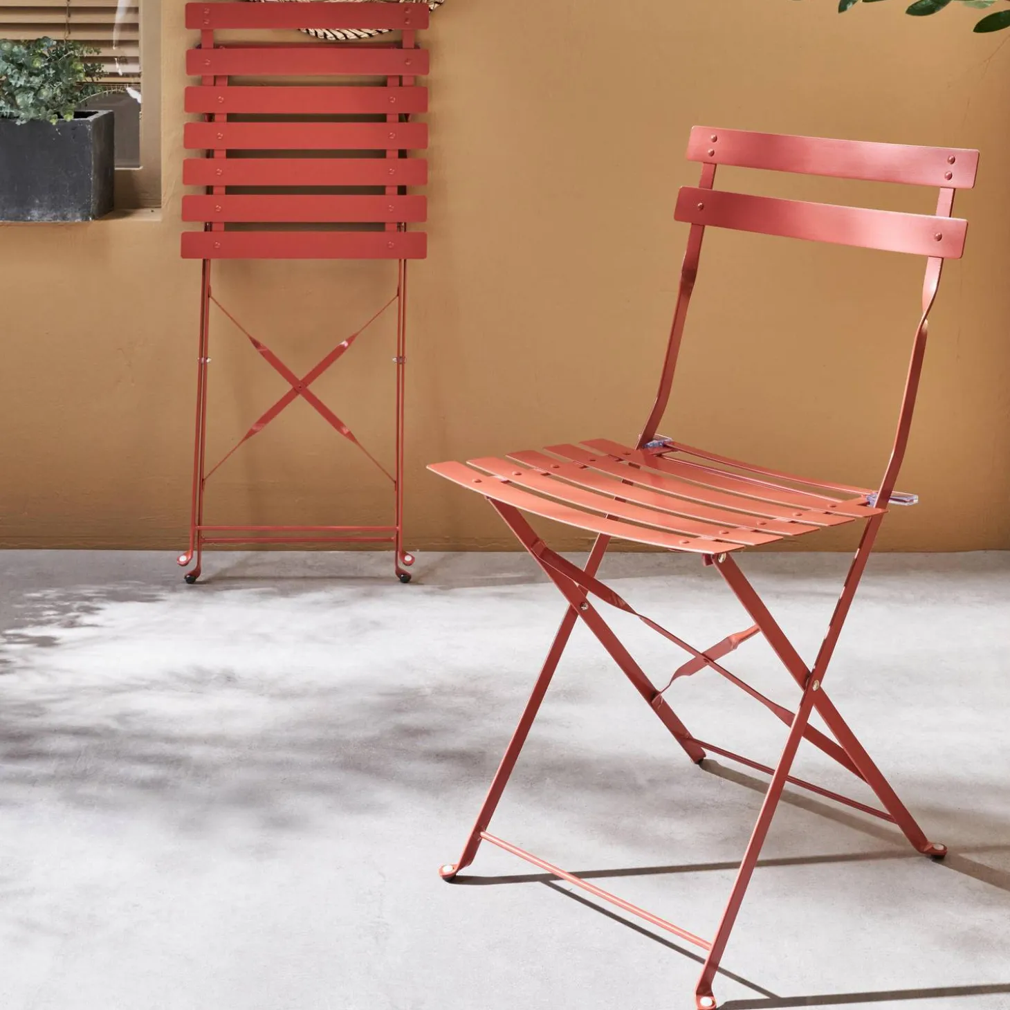Set sillas de jardín plegables de metal, 2 asientos