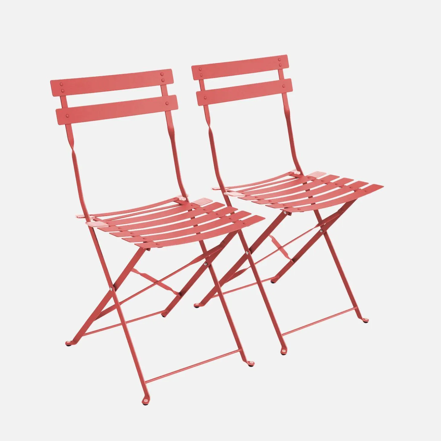Set sillas de jardín plegables de metal, 2 asientos