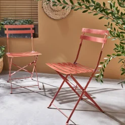 Set sillas de jardín plegables de metal, 2 asientos