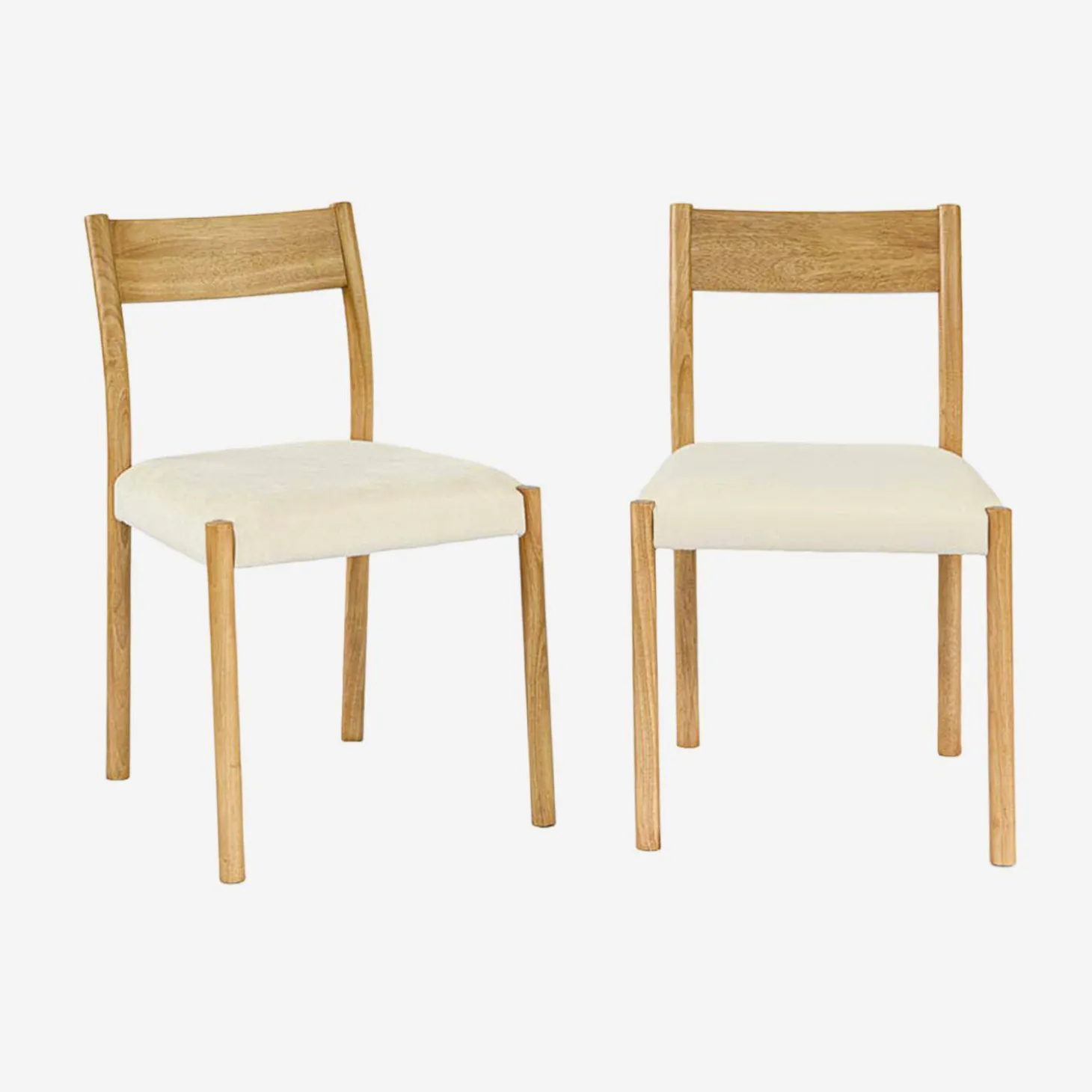 Silla bohemia de madera de hevea y tela simple, set de 2
