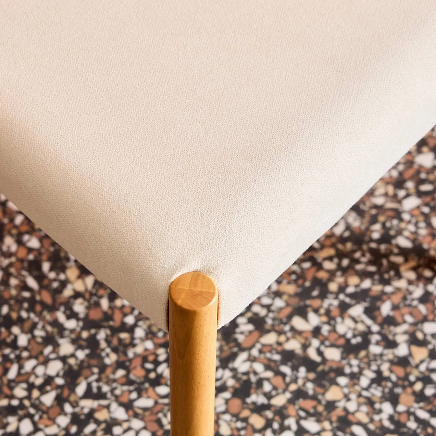 Silla bohemia de madera de hevea y tela simple, set de 2