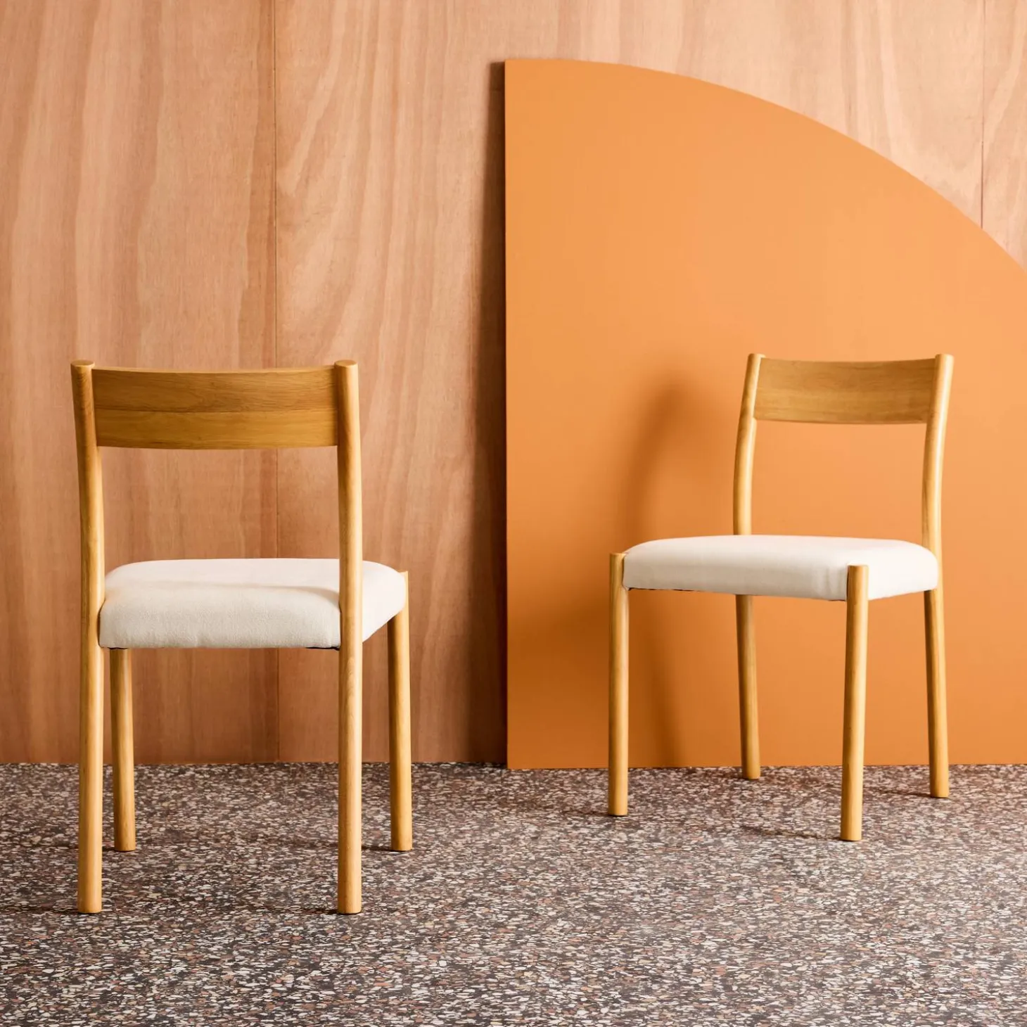 Silla bohemia de madera de hevea y tela simple, set de 2