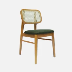Silla bohemia de madera de hevea y rejilla, set de 2