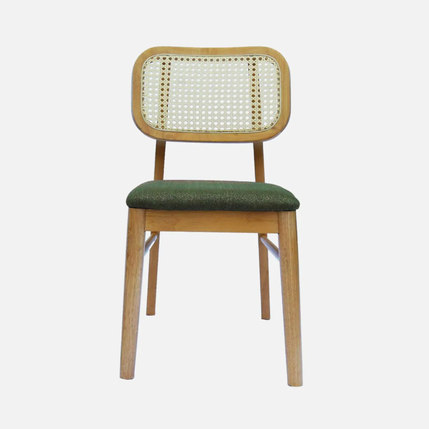 Silla bohemia de madera de hevea y rejilla, set de 2