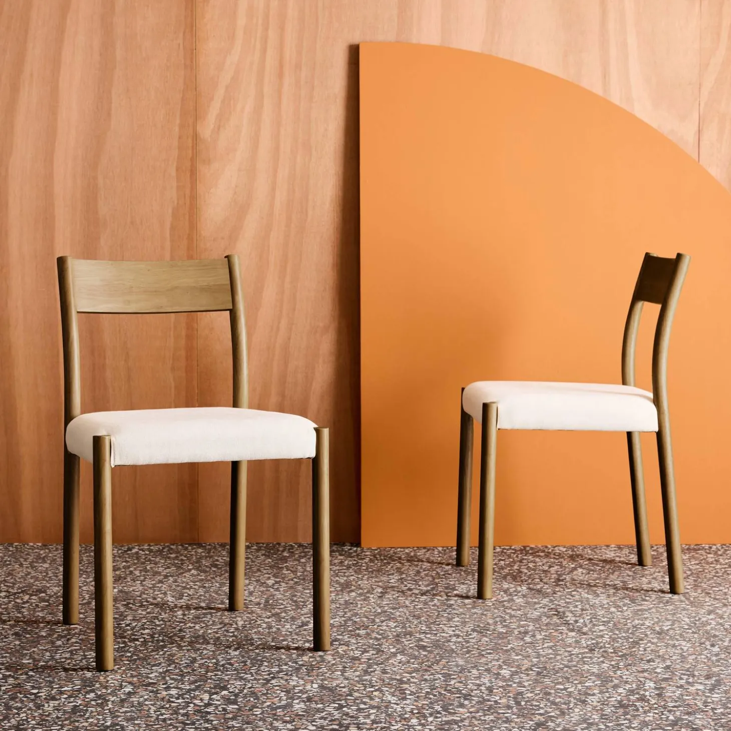 Silla bohemia de madera de hevea y tela simple, set de 2