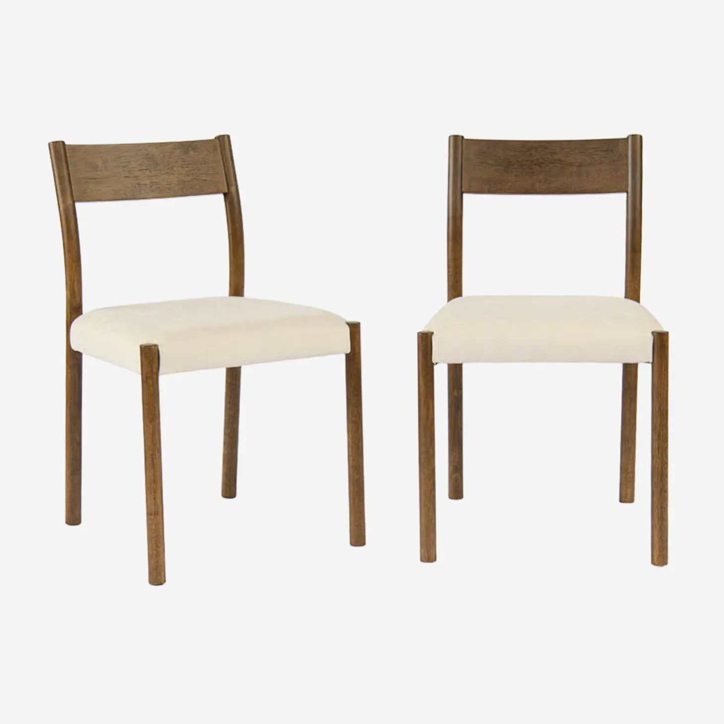 Silla bohemia de madera de hevea y tela simple, set de 2
