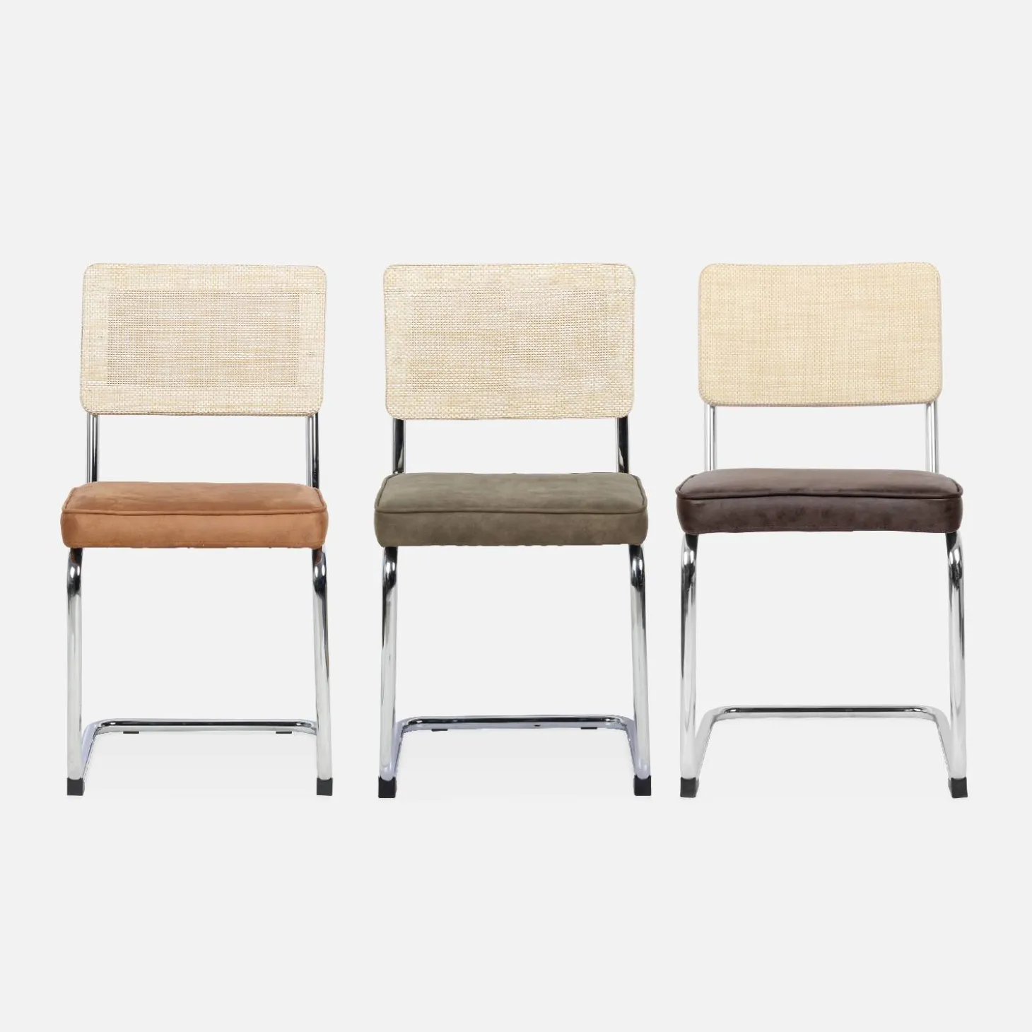 Silla cantilever con respaldo efecto ratán, set de 2