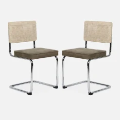 Silla cantilever con respaldo efecto ratán, set de 2