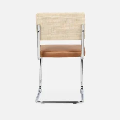 Silla cantilever con respaldo efecto ratán, set de 2