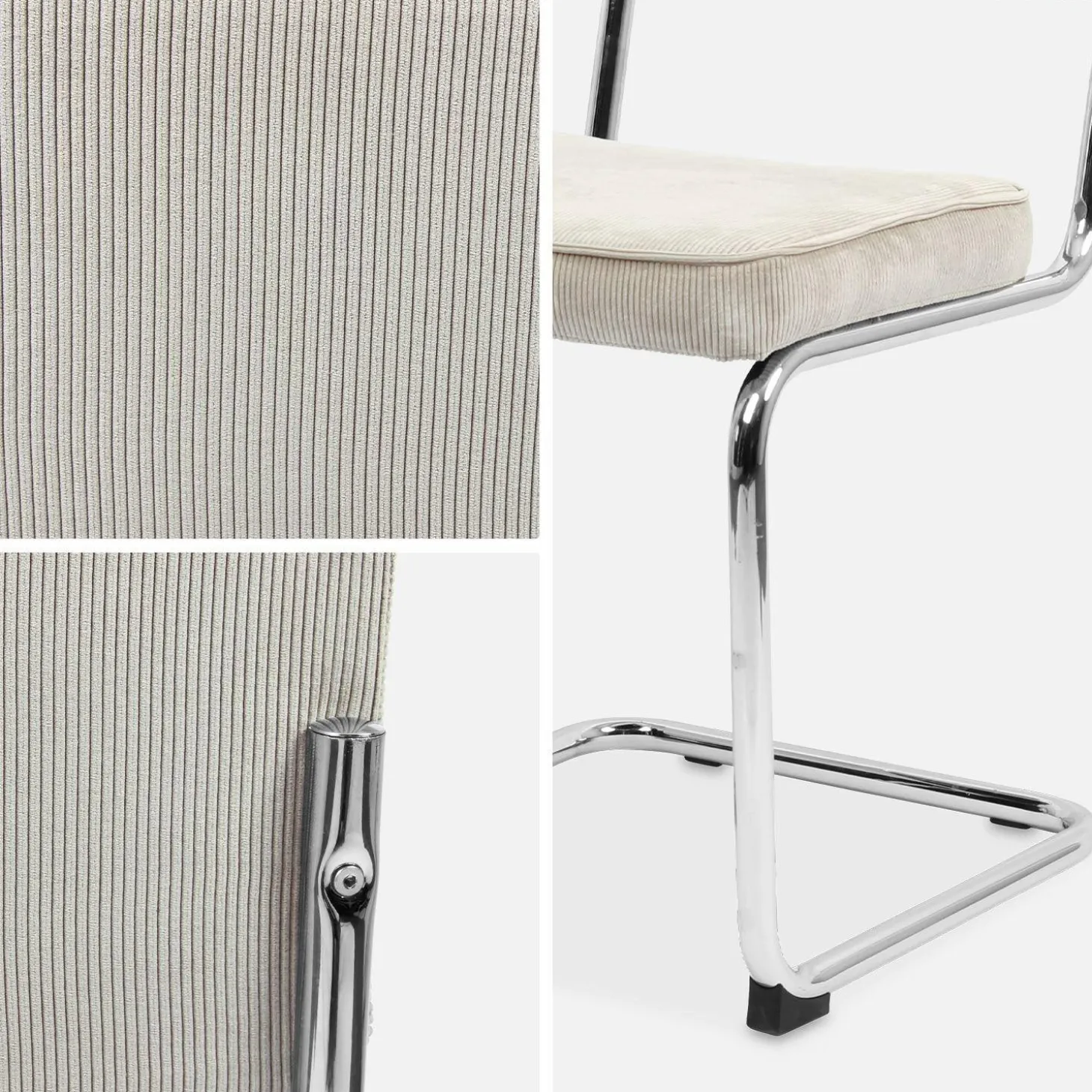 Silla cantilever de pana, set de 2