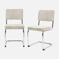 Silla cantilever de pana, set de 2