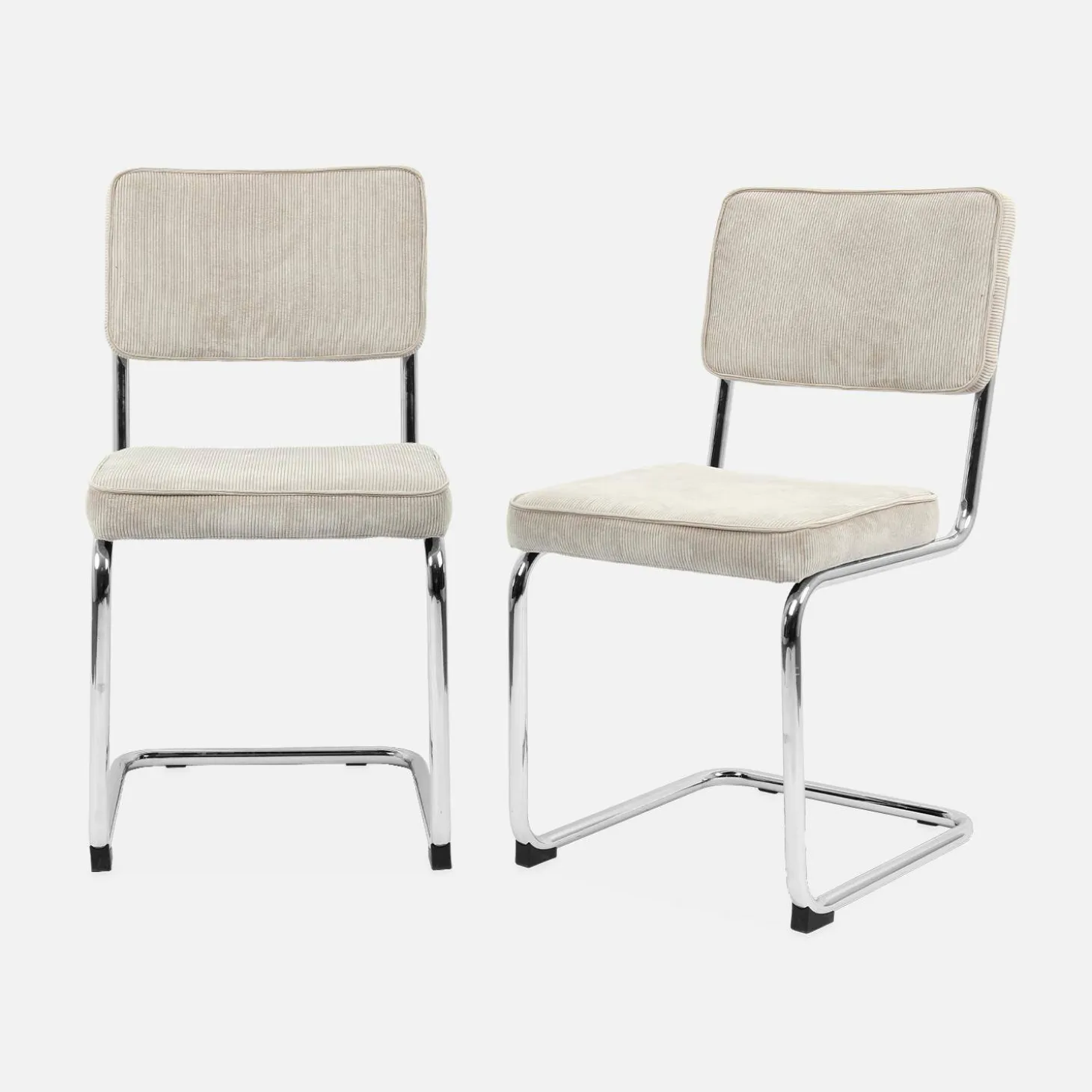 Silla cantilever de pana, set de 2