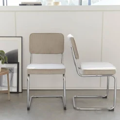 Silla cantilever de pana, set de 2